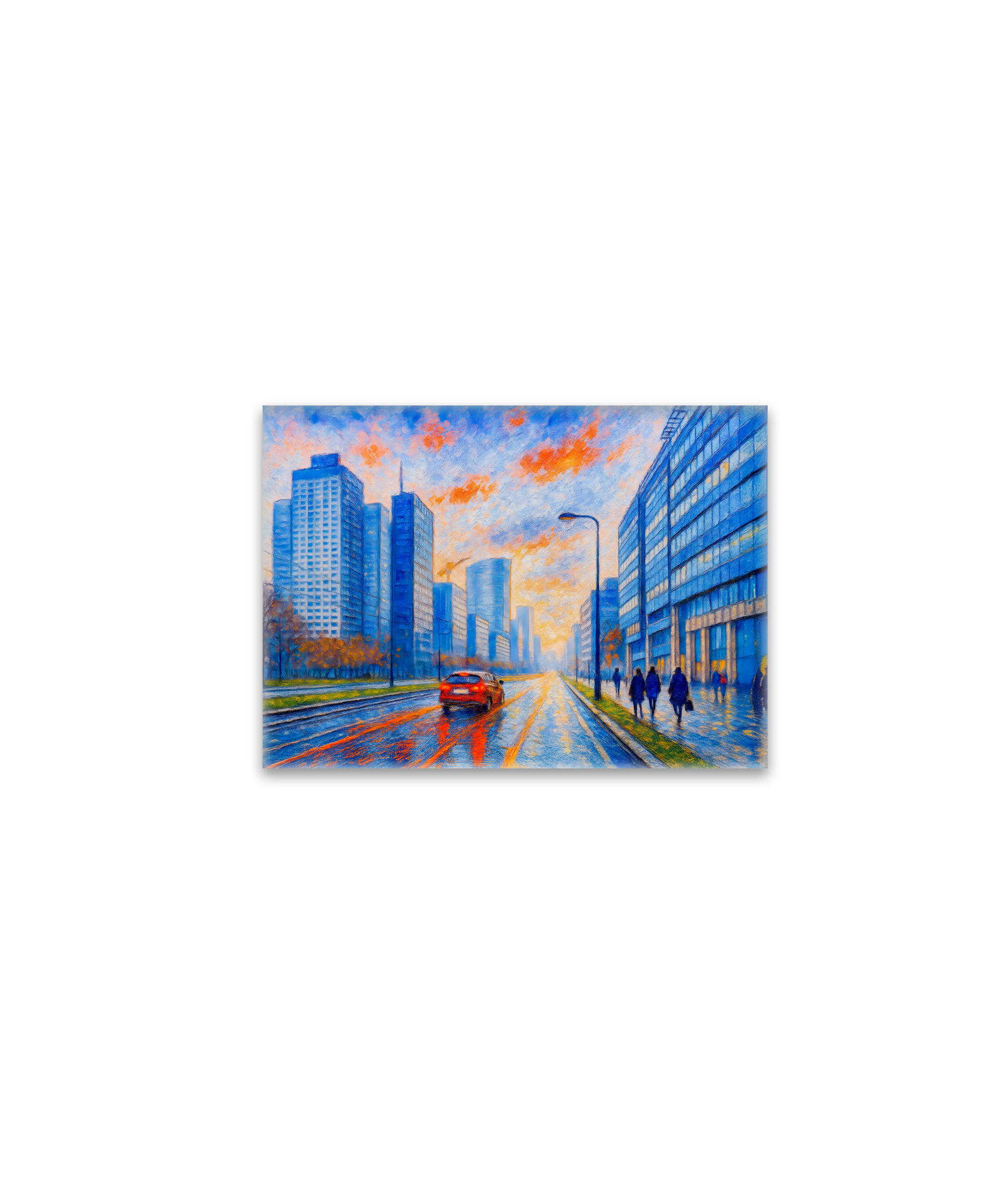 raxxa Glas-Magnet: Evening lights in Warsaw expressive oil painting