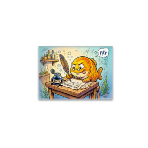 raxxa Glas-Magnet: Fish with Ink Bottle on Wooden Table