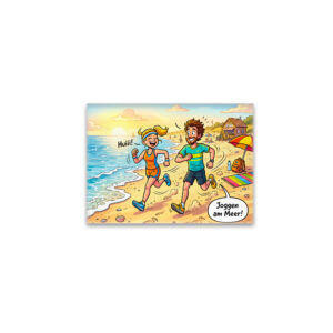 raxxa Glas-Magnet: People Jogging Along a Sunny Beach Path