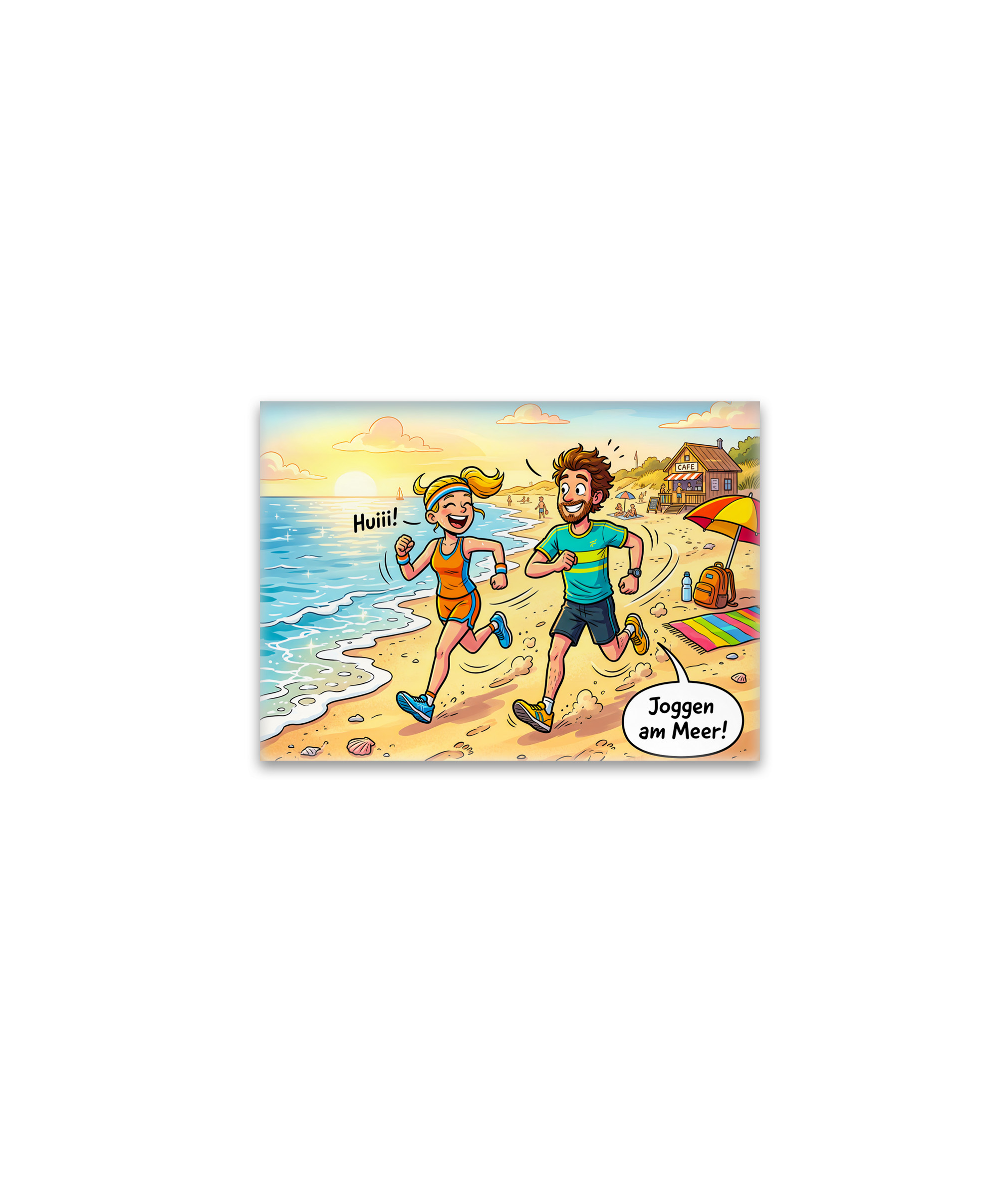 raxxa Glas-Magnet: People Jogging Along a Sunny Beach Path
