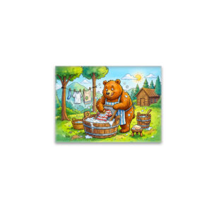 raxxa Glas-Magnet: Bear Washing Laundry Outdoors in Forest