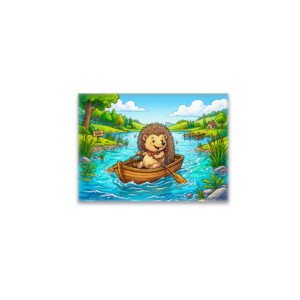 raxxa Glas-Magnet: Hedgehog Rowing a Small Boat on a Calm Lake