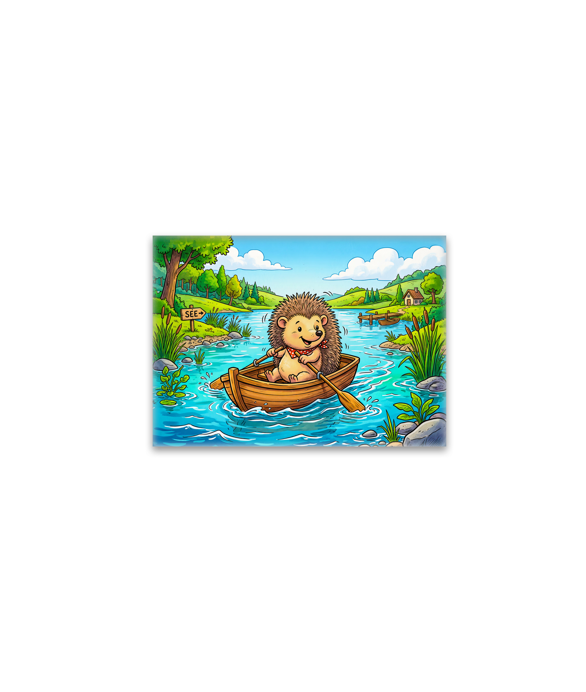 raxxa Glas-Magnet: Hedgehog Rowing a Small Boat on a Calm Lake