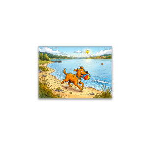 raxxa Glas-Magnet: Dog Sitting Beside a Lake in Peaceful Nature Scene