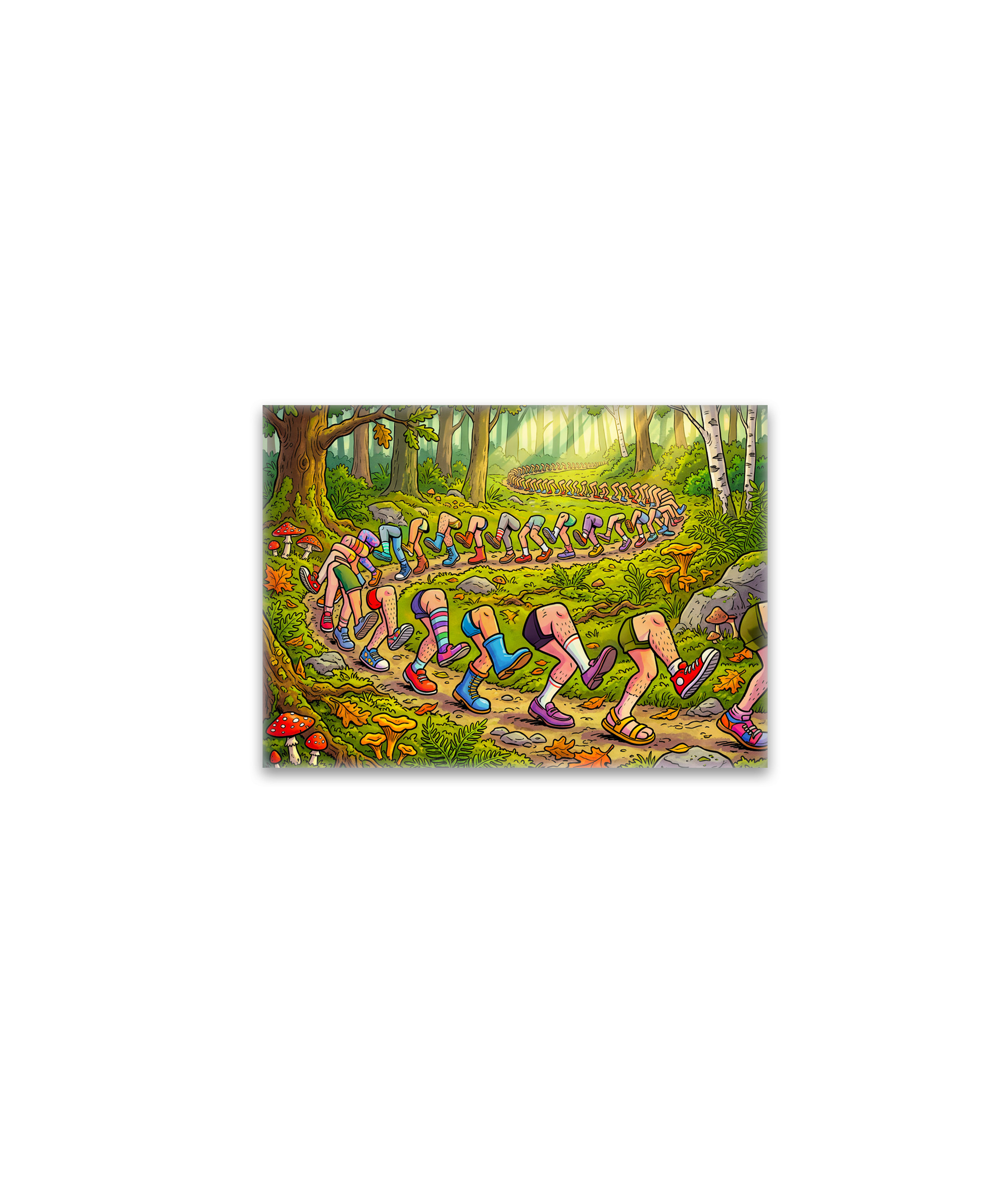 raxxa Glas-Magnet: Endless Line of Running Cartoon Legs Outdoors