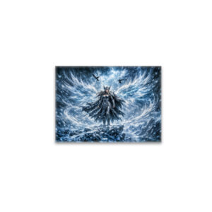 raxxa Glas-Magnet: Dynamic Fantasy Valkyrie in Radiant Battle Atmosphere