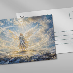 raxxa Postkarte: Dynamic Fantasy Angel in Radiant Atmospheric Light
