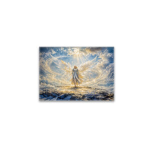 raxxa Glas-Magnet: Dynamic Fantasy Angel in Radiant Atmospheric Light