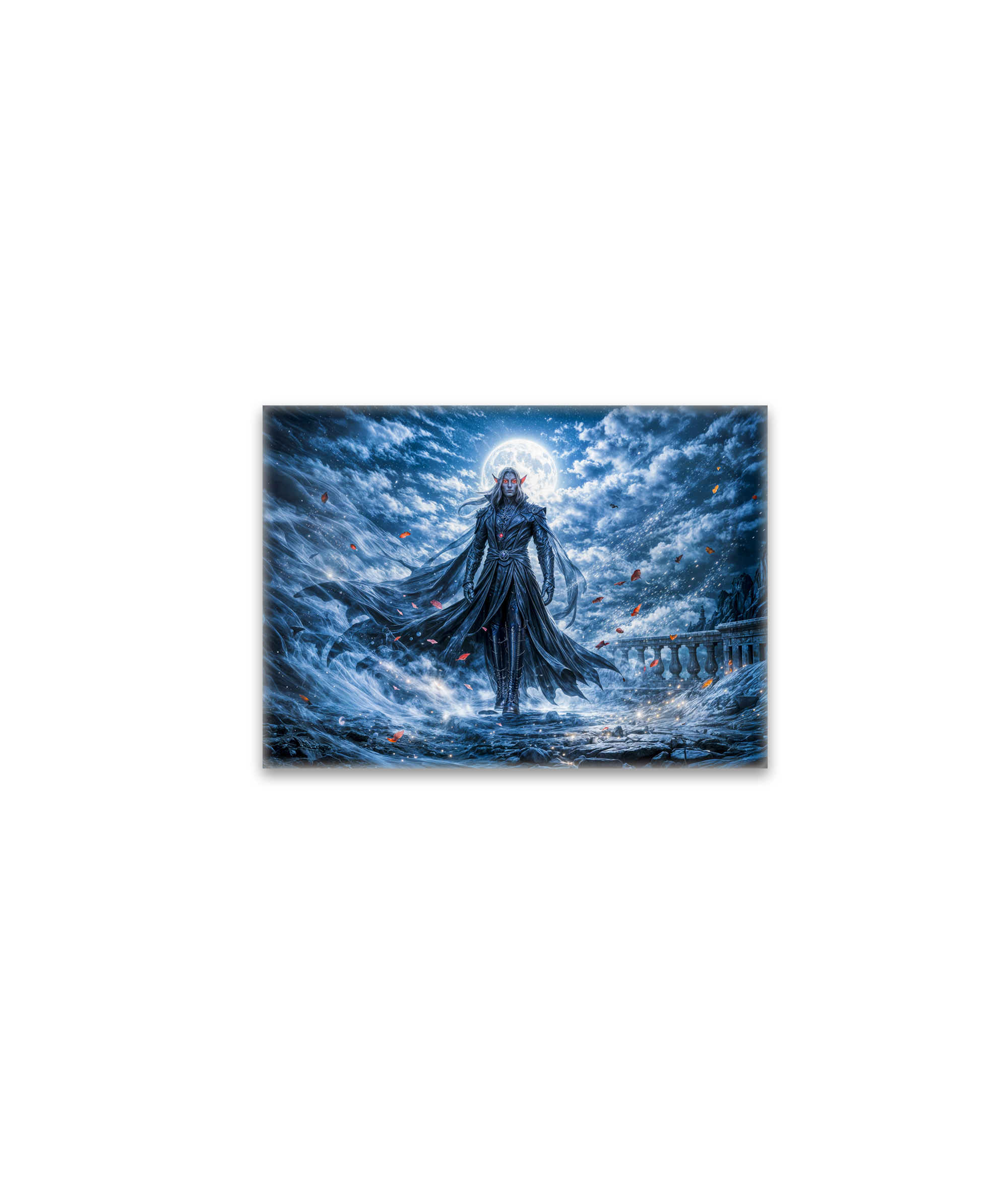 raxxa Glas-Magnet: Dynamic Fantasy Vampire in Dramatic Nocturnal Atmosphere