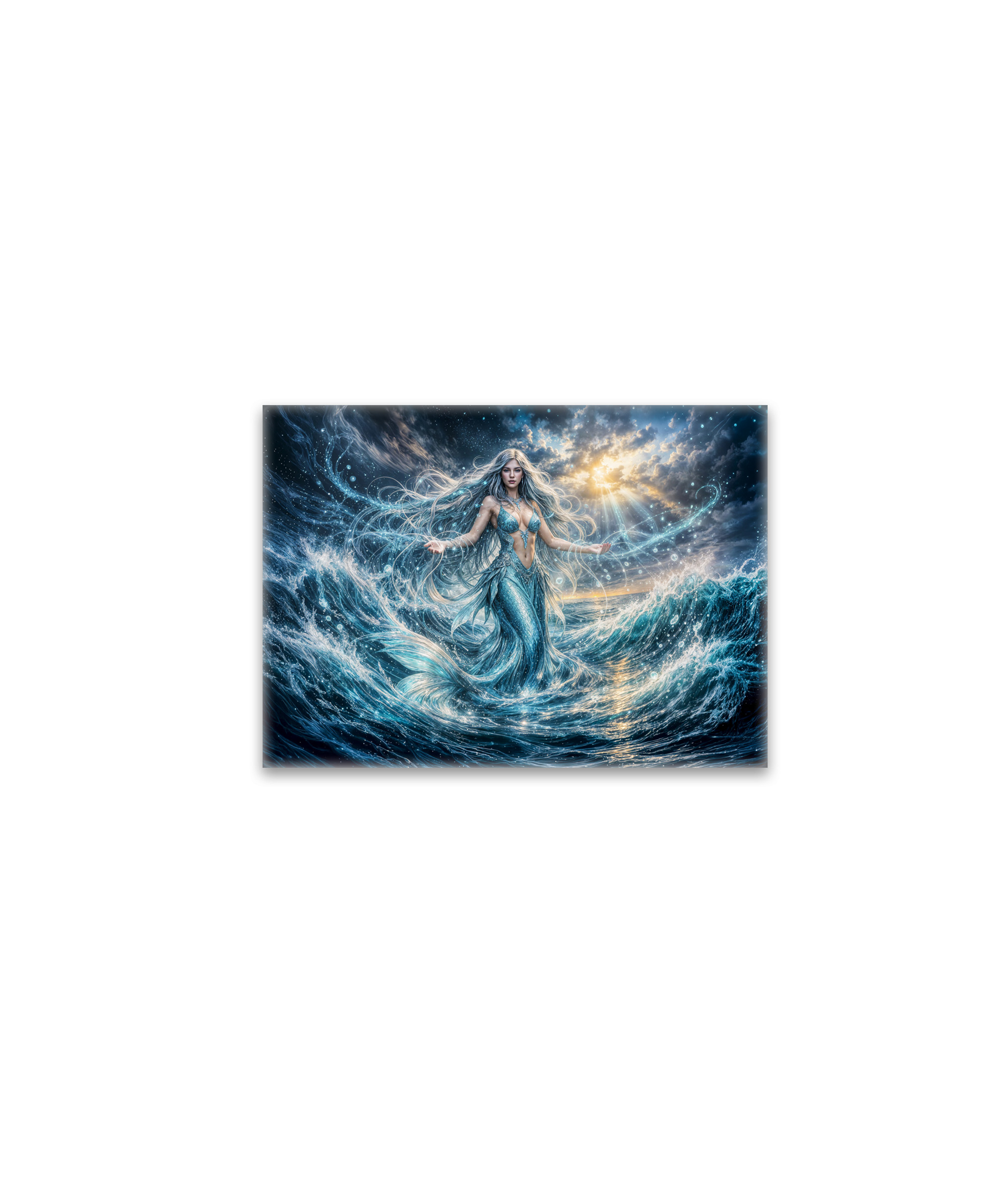 raxxa Glas-Magnet: Dynamic Fantasy Mermaid in Radiant Ocean Magic