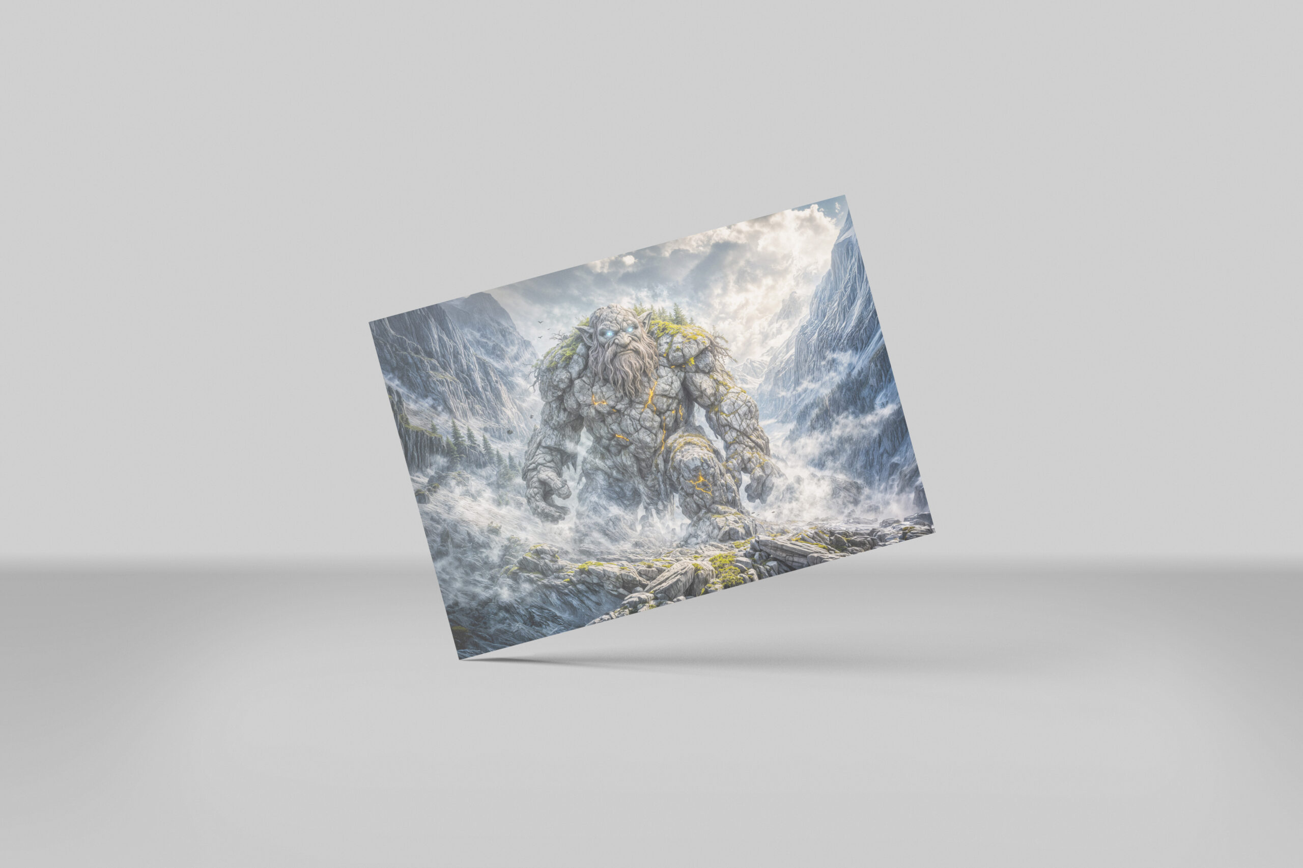 raxxa Postkarte: Dynamic Fantasy Troll in Dramatic Atmospheric Landscape
