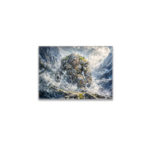 raxxa Glas-Magnet: Dynamic Fantasy Troll in Dramatic Atmospheric Landscape