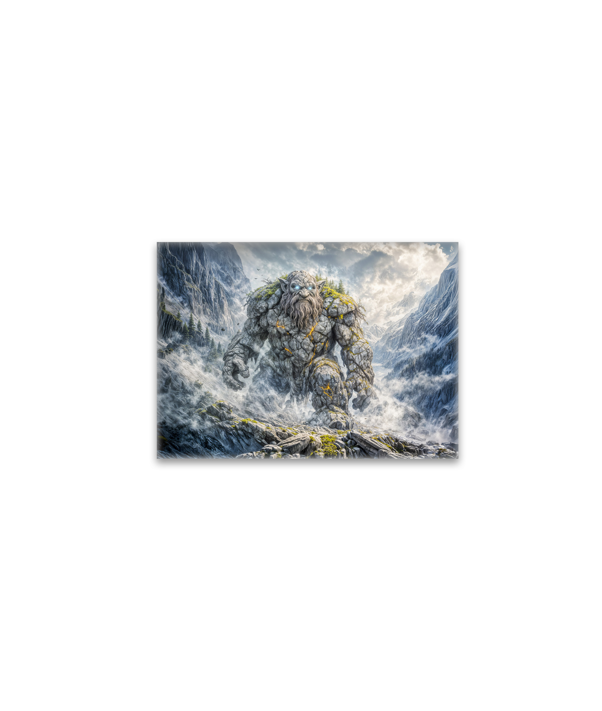 raxxa Glas-Magnet: Dynamic Fantasy Troll in Dramatic Atmospheric Landscape