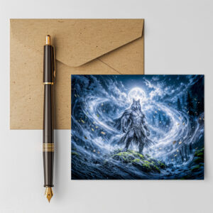 raxxa Postkarte: Dynamic Fantasy Werewolf Under Dramatic Moonlight Atmosphere