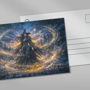 raxxa Postkarte: Dynamic Fantasy Witch with Magical Atmospheric Energy