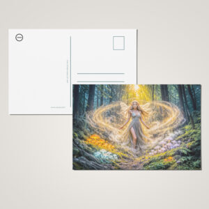raxxa Postkarte: Dynamic Fantasy Elf in Enchanted Forest Mushroom Magic