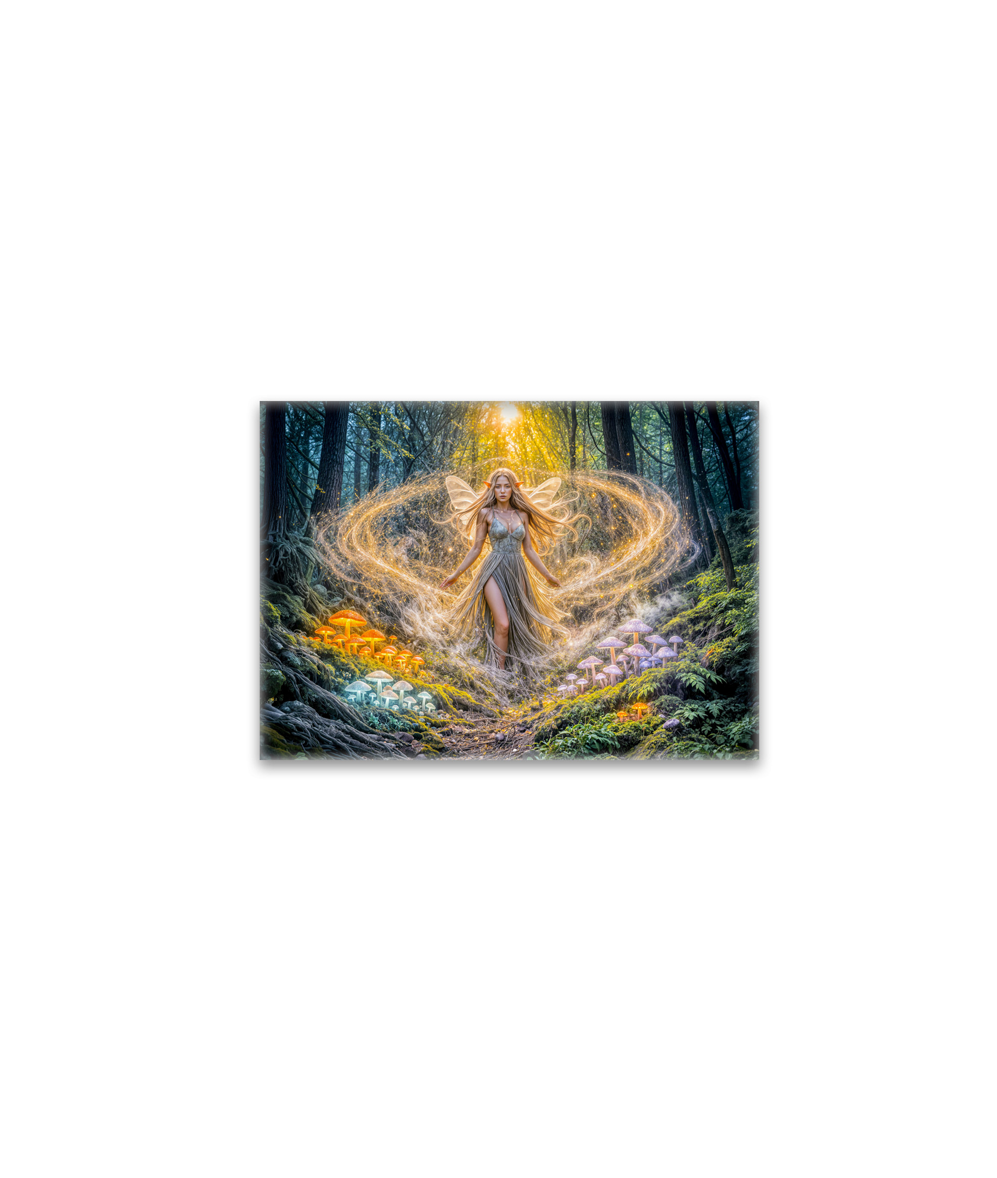 raxxa Glas-Magnet: Dynamic Fantasy Elf in Enchanted Forest Mushroom Magic