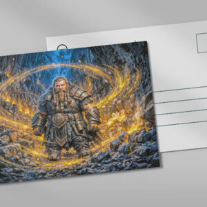 raxxa Postkarte: Dynamic Fantasy Dwarf Working in Enchanted Mine