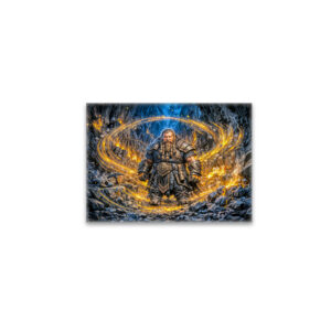 raxxa Glas-Magnet: Dynamic Fantasy Dwarf Working in Enchanted Mine