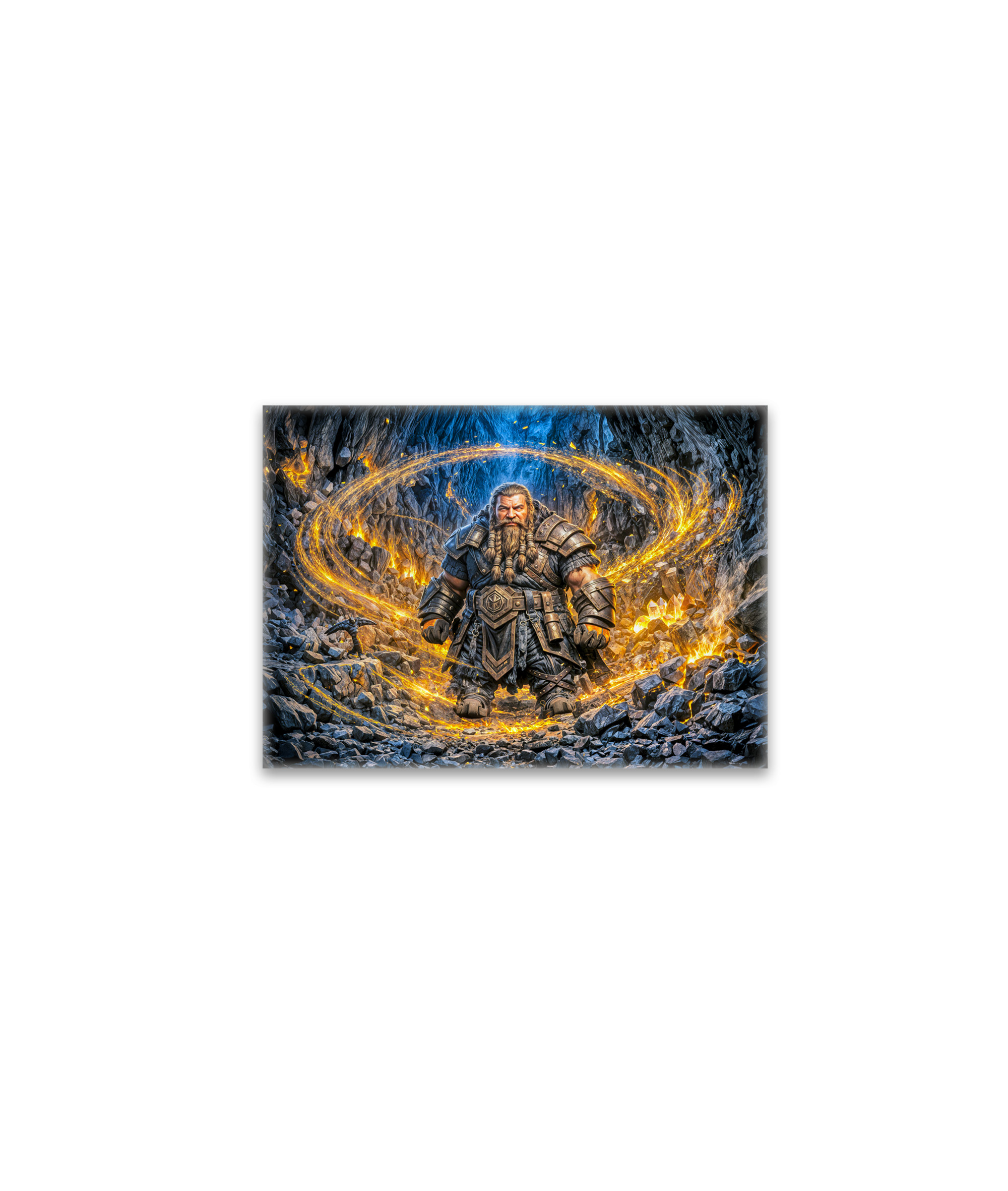 raxxa Glas-Magnet: Dynamic Fantasy Dwarf Working in Enchanted Mine