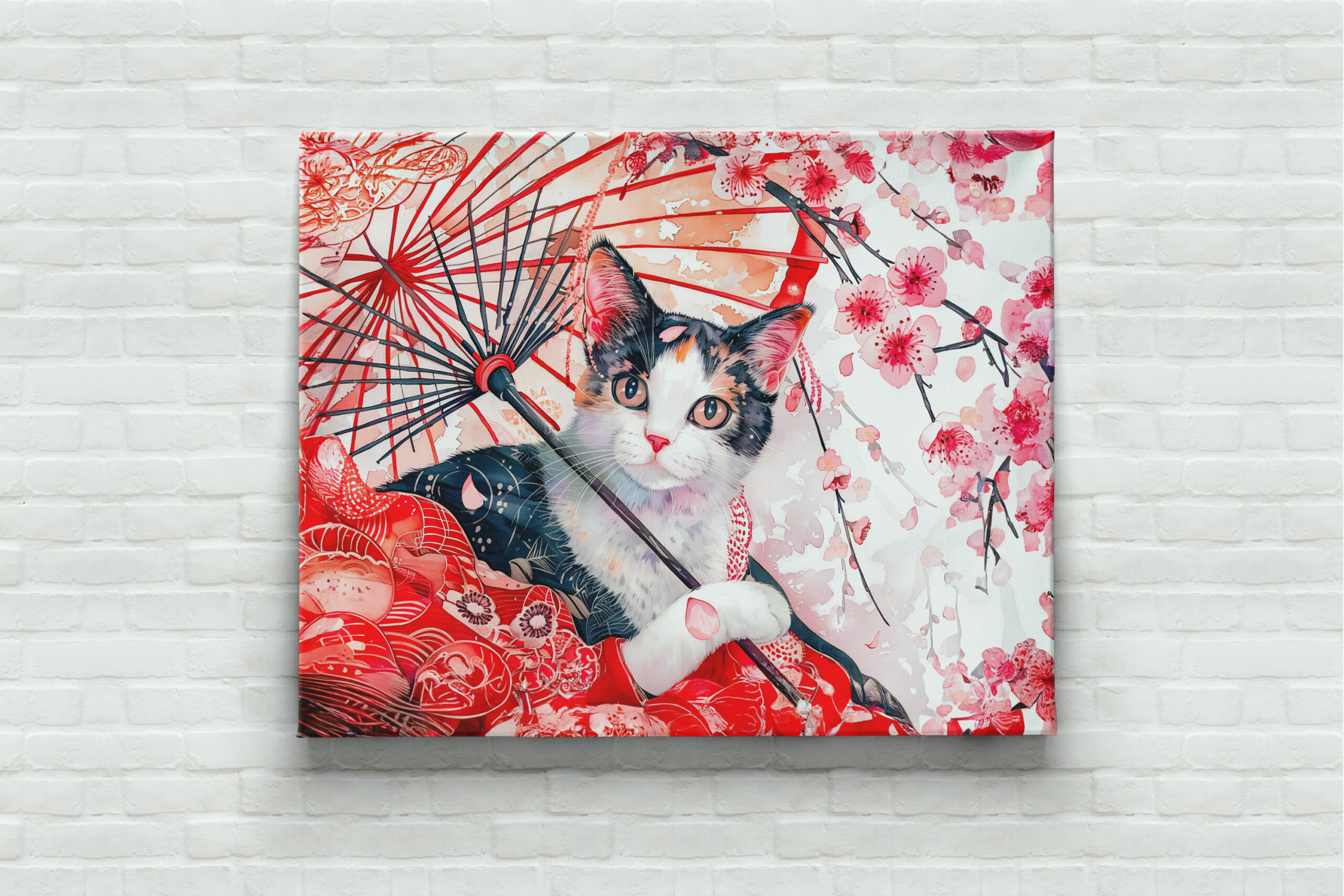 raxxa Canva: Geisha Cat with Umbrella in Chinese Ink Painting Style – Bild 3