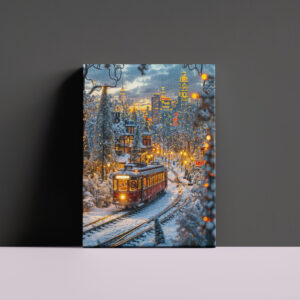 raxxa Canva: Miniature tram in snowy winter city