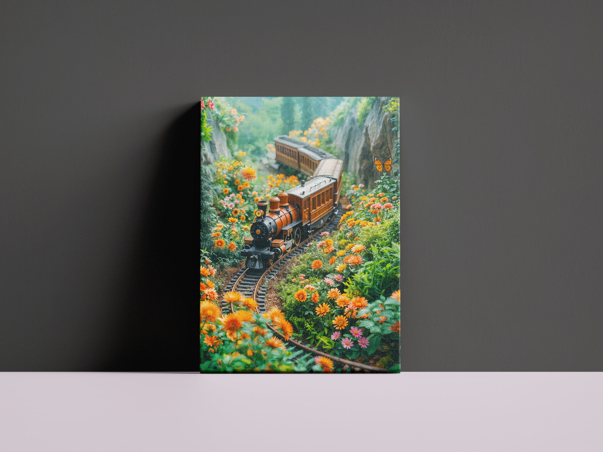 raxxa Canva: Miniature train in vibrant mountain meadow – Image 2