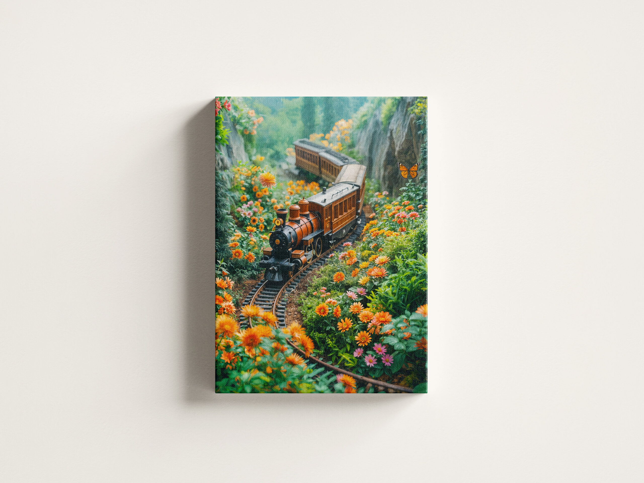 raxxa Canva: Miniature train in vibrant mountain meadow – Image 3