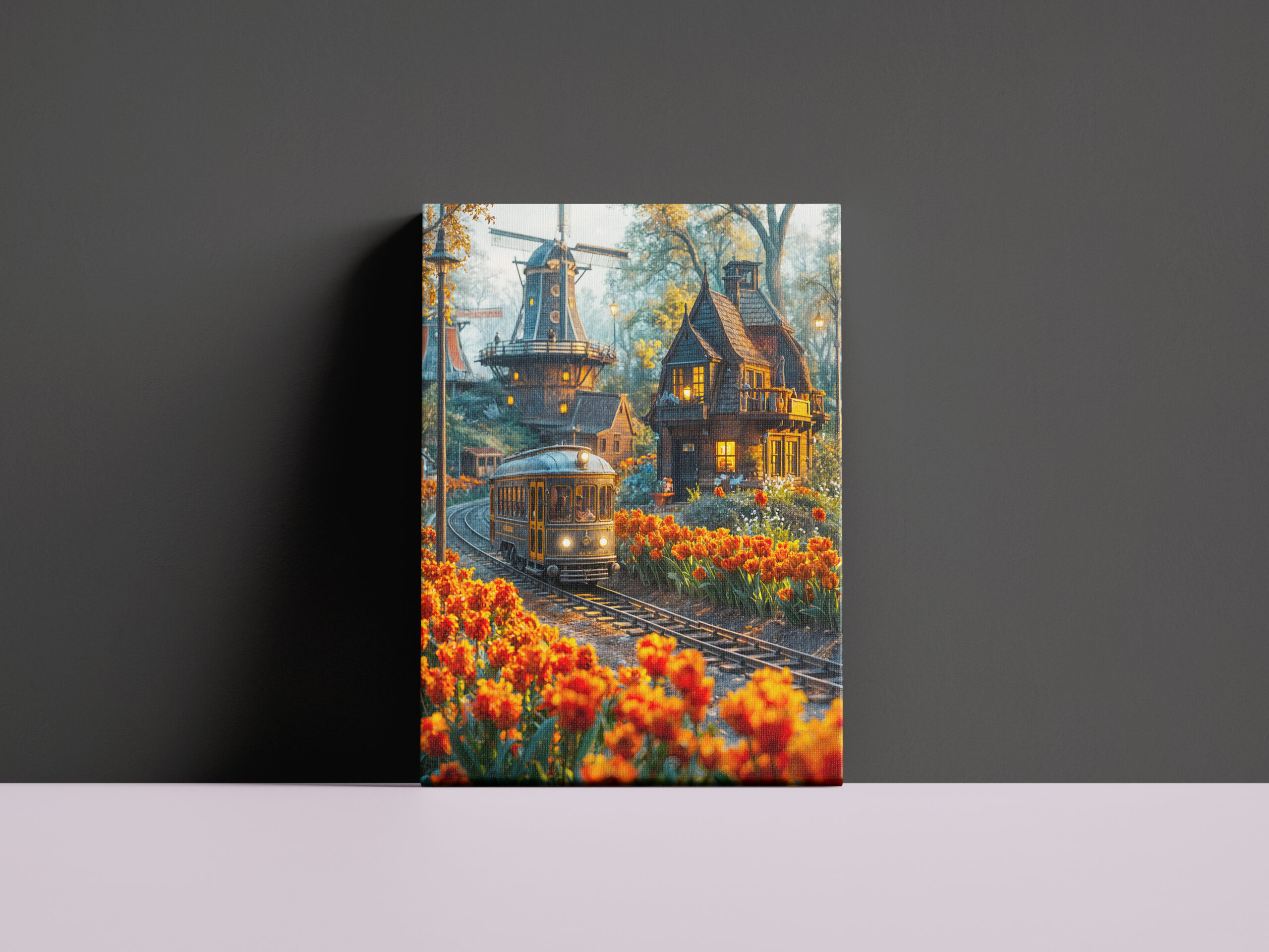 raxxa Canva: Miniature trolley in tulip garden village – Bild 3