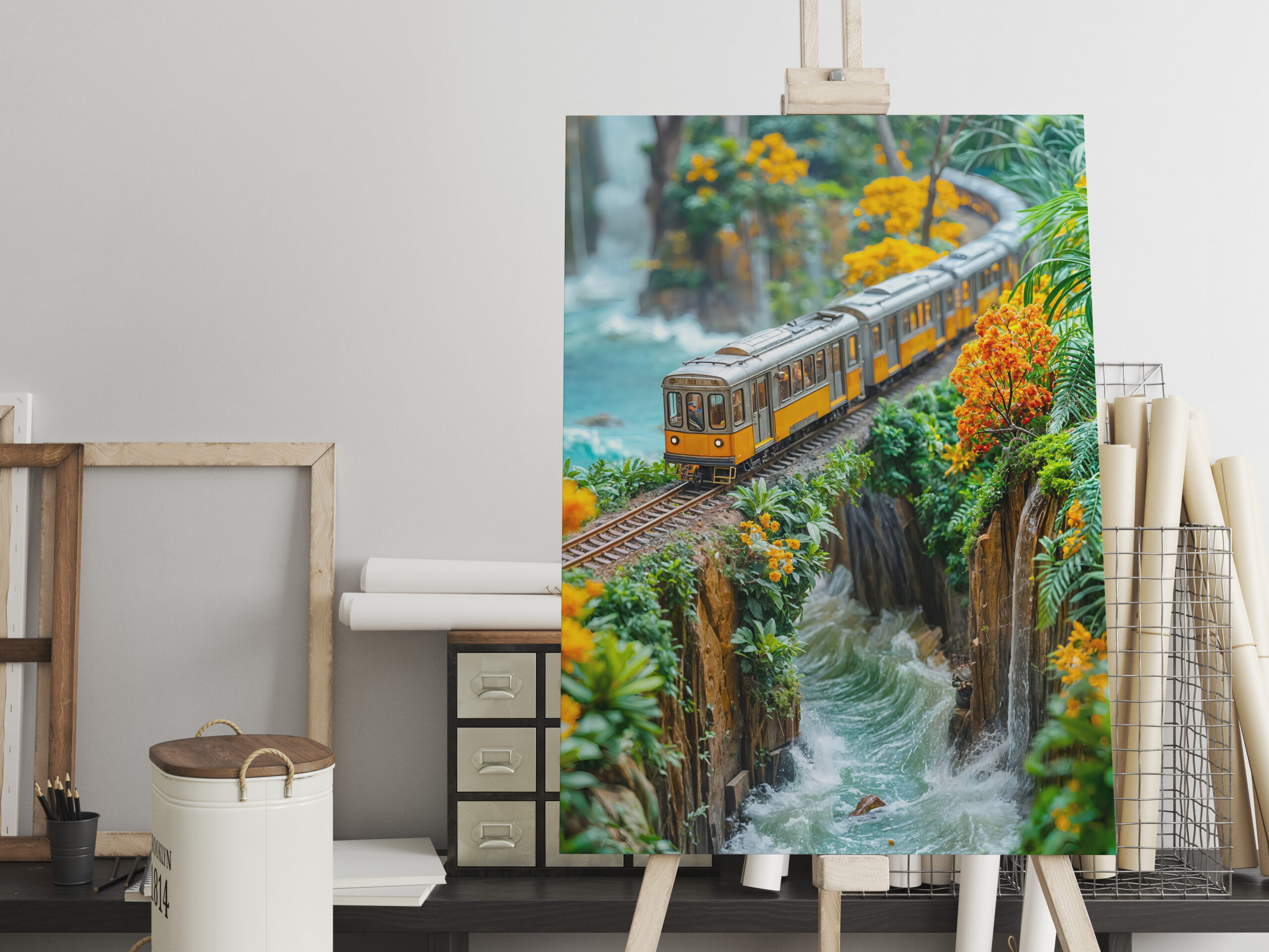 raxxa Canva: Miniature monorail crossing fantasy canyon - Image 2