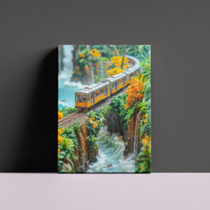 raxxa Canva: Miniature monorail crossing fantasy canyon