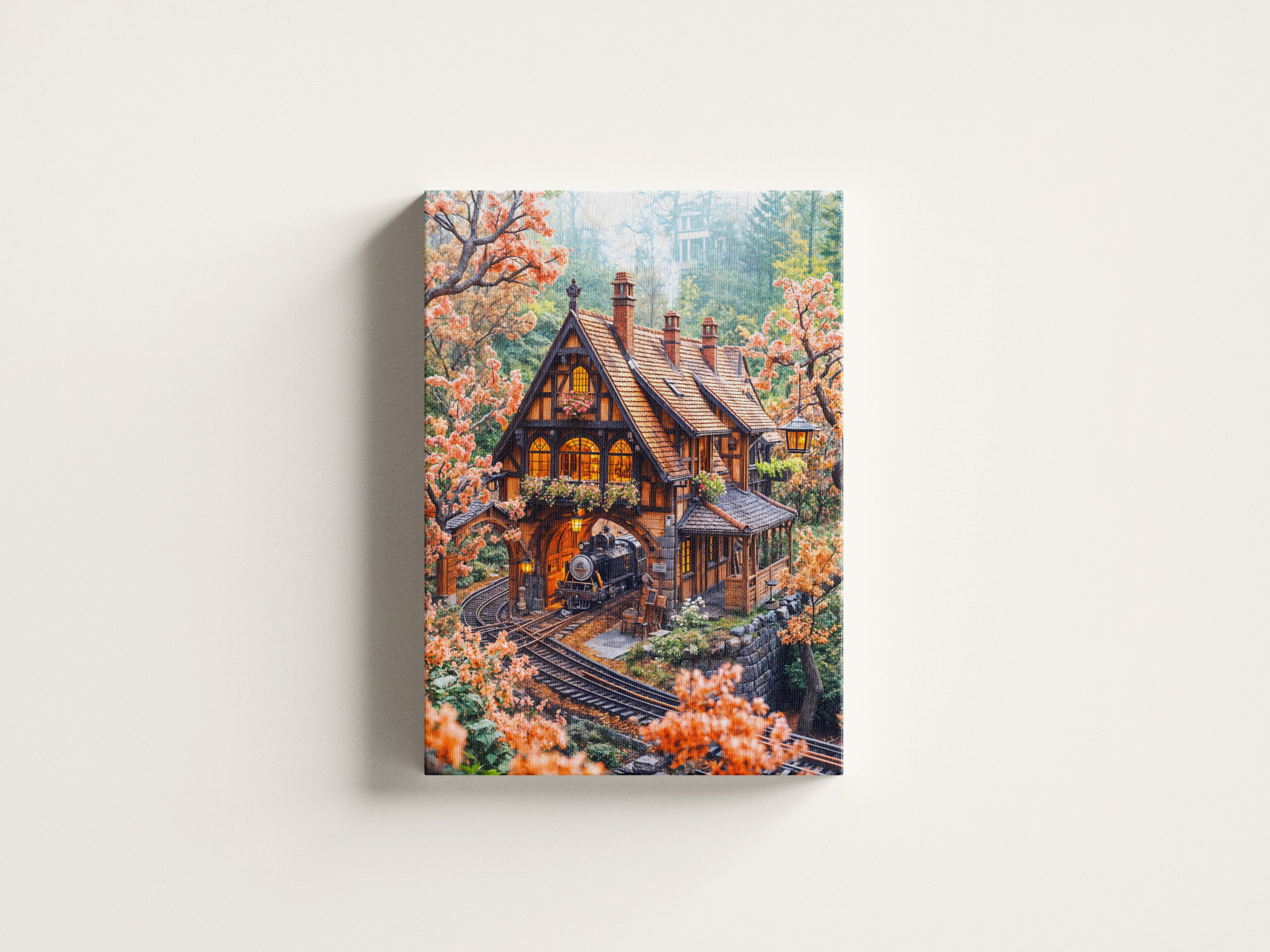 raxxa Canva: Miniature steam train under cherry blossoms - Imagen 3