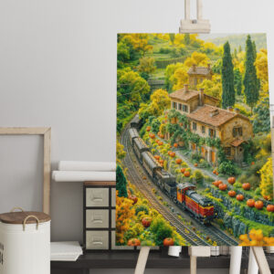 raxxa Canva: Miniature train through Tuscan pumpkin fields