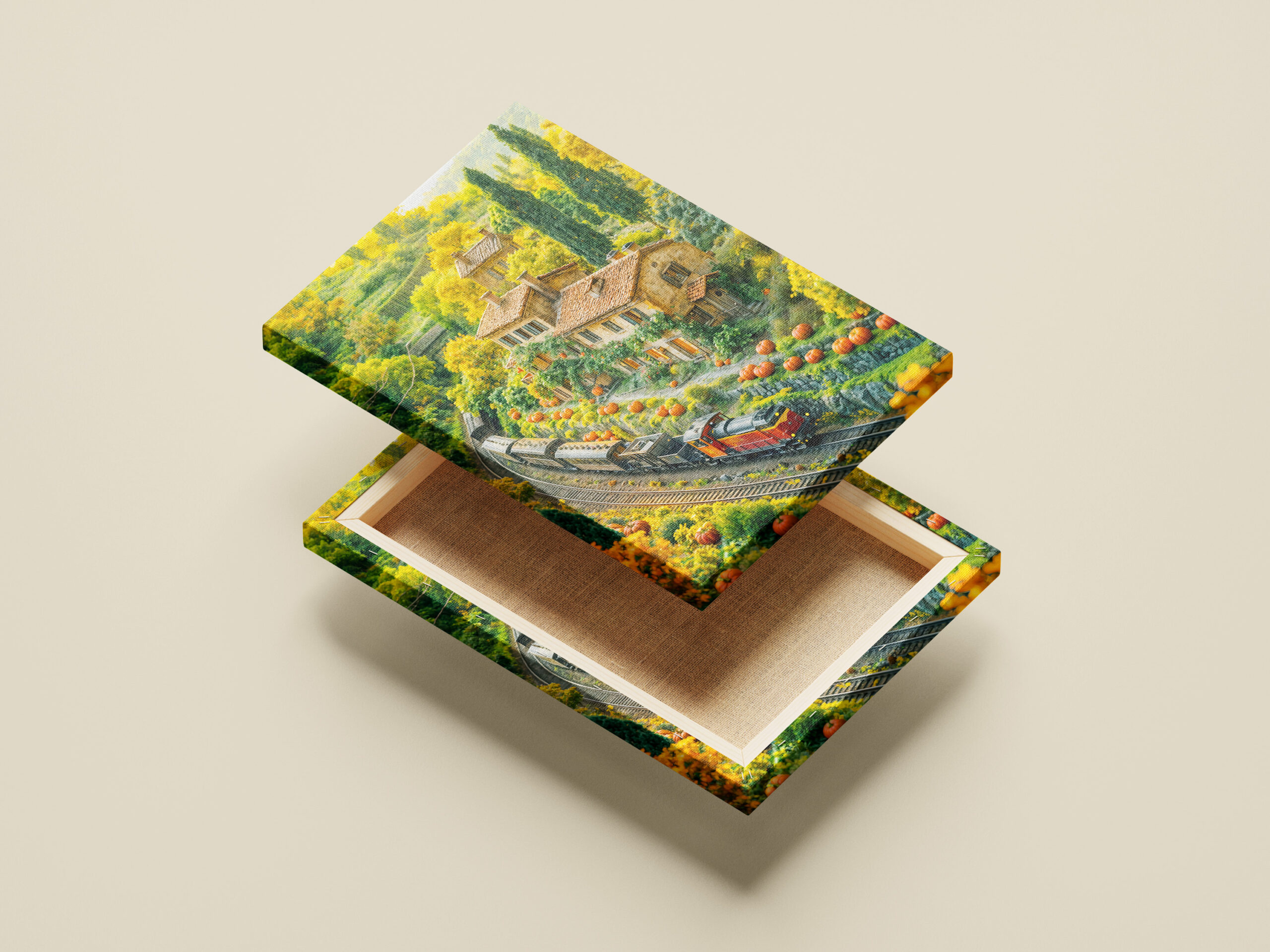 raxxa Canva: Miniature train through Tuscan pumpkin fields – Image 2