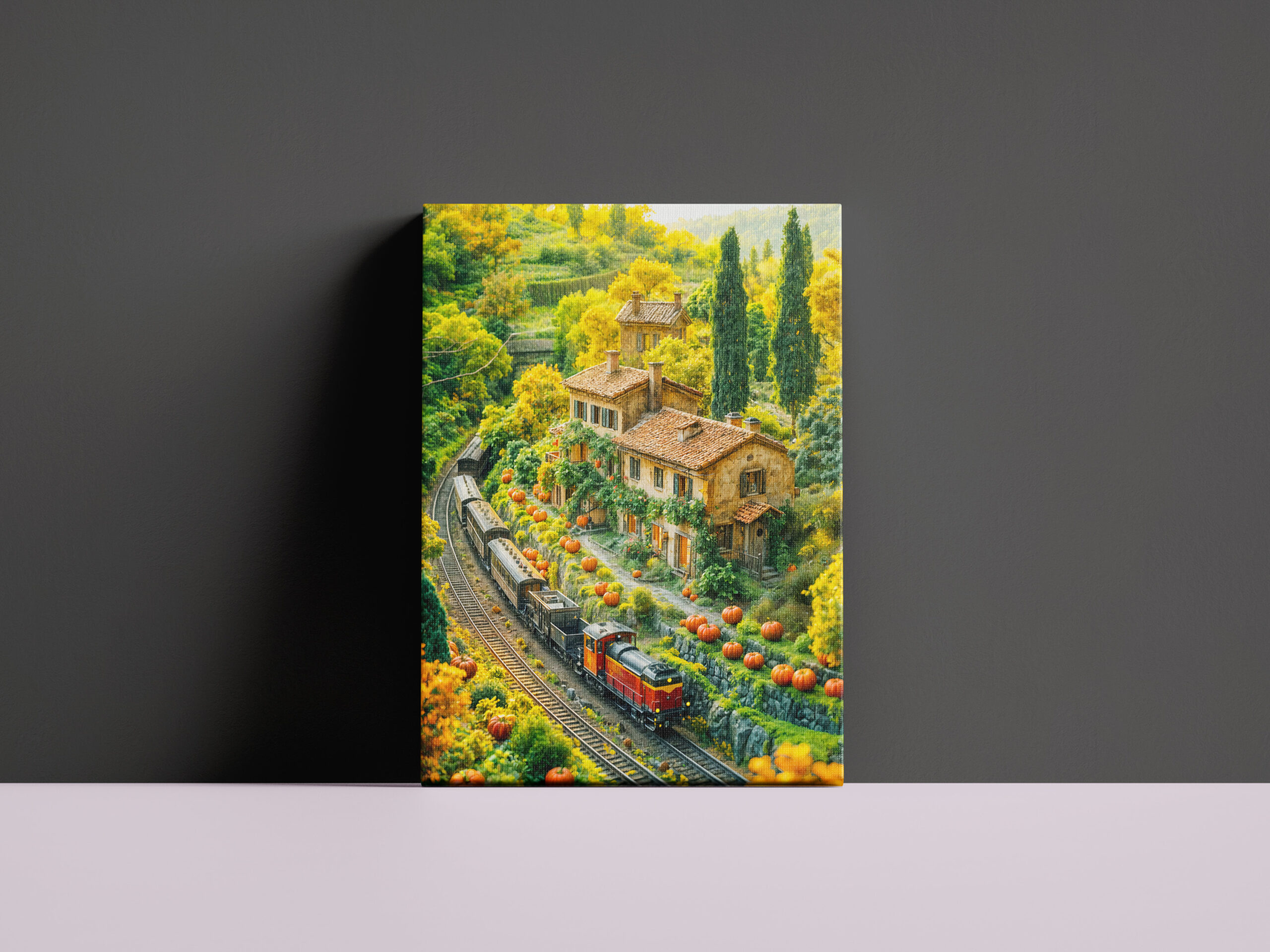 raxxa Canva: Miniature train through Tuscan pumpkin fields – Image 3