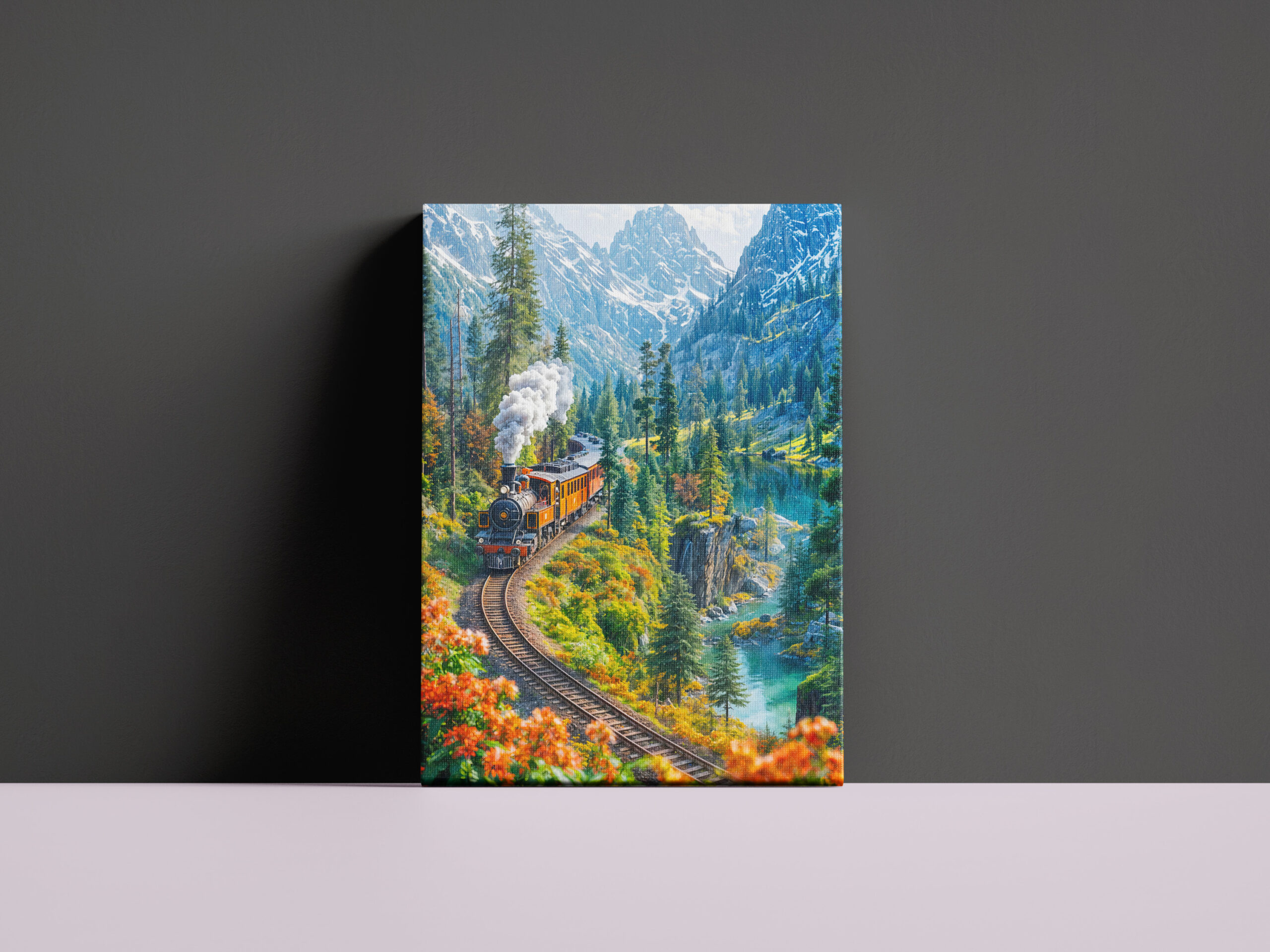 raxxa Canva: Miniature steam train in alpine forest - Imagen 2