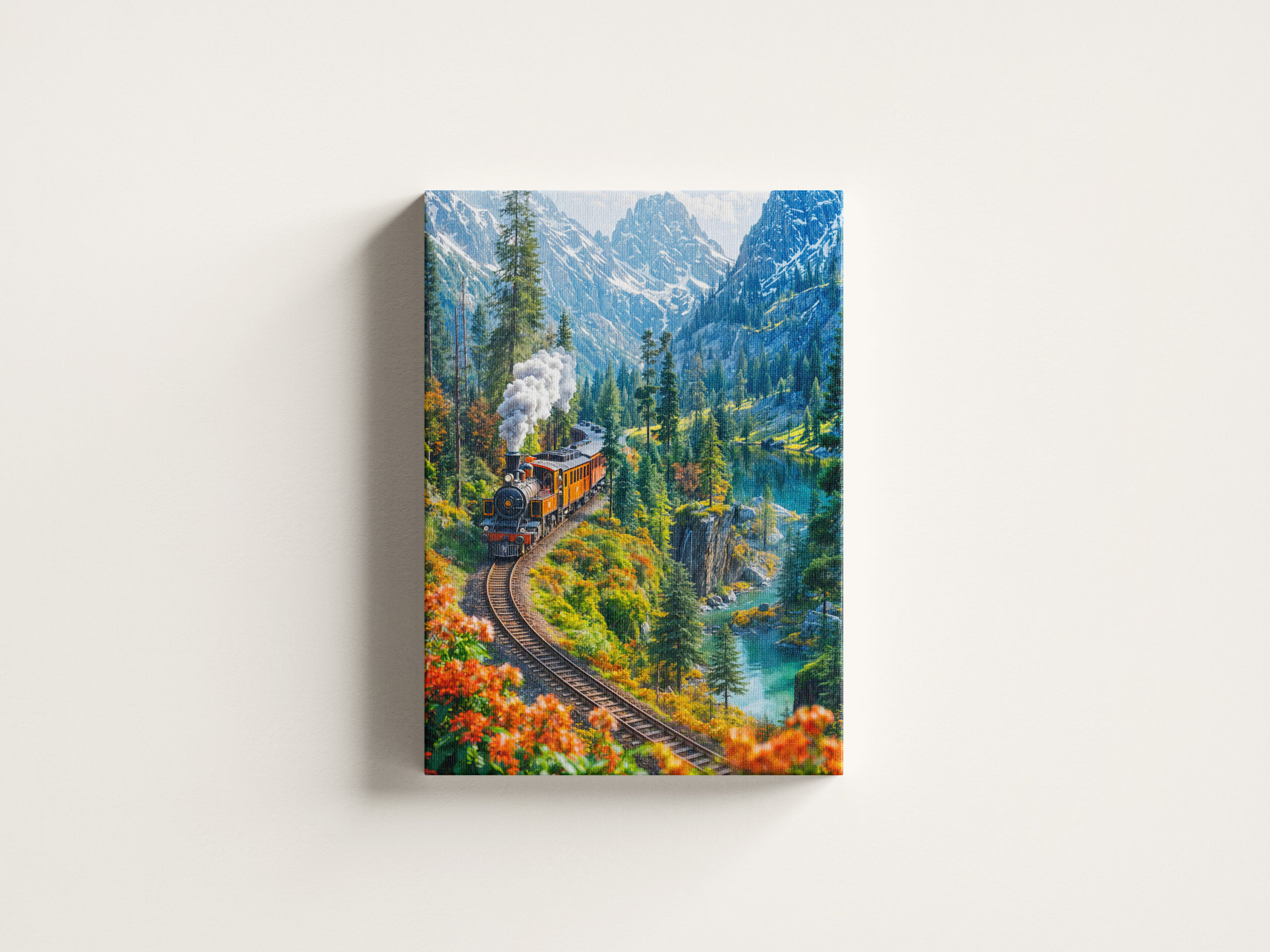 raxxa Canva: Miniature steam train in alpine forest - Imagen 3