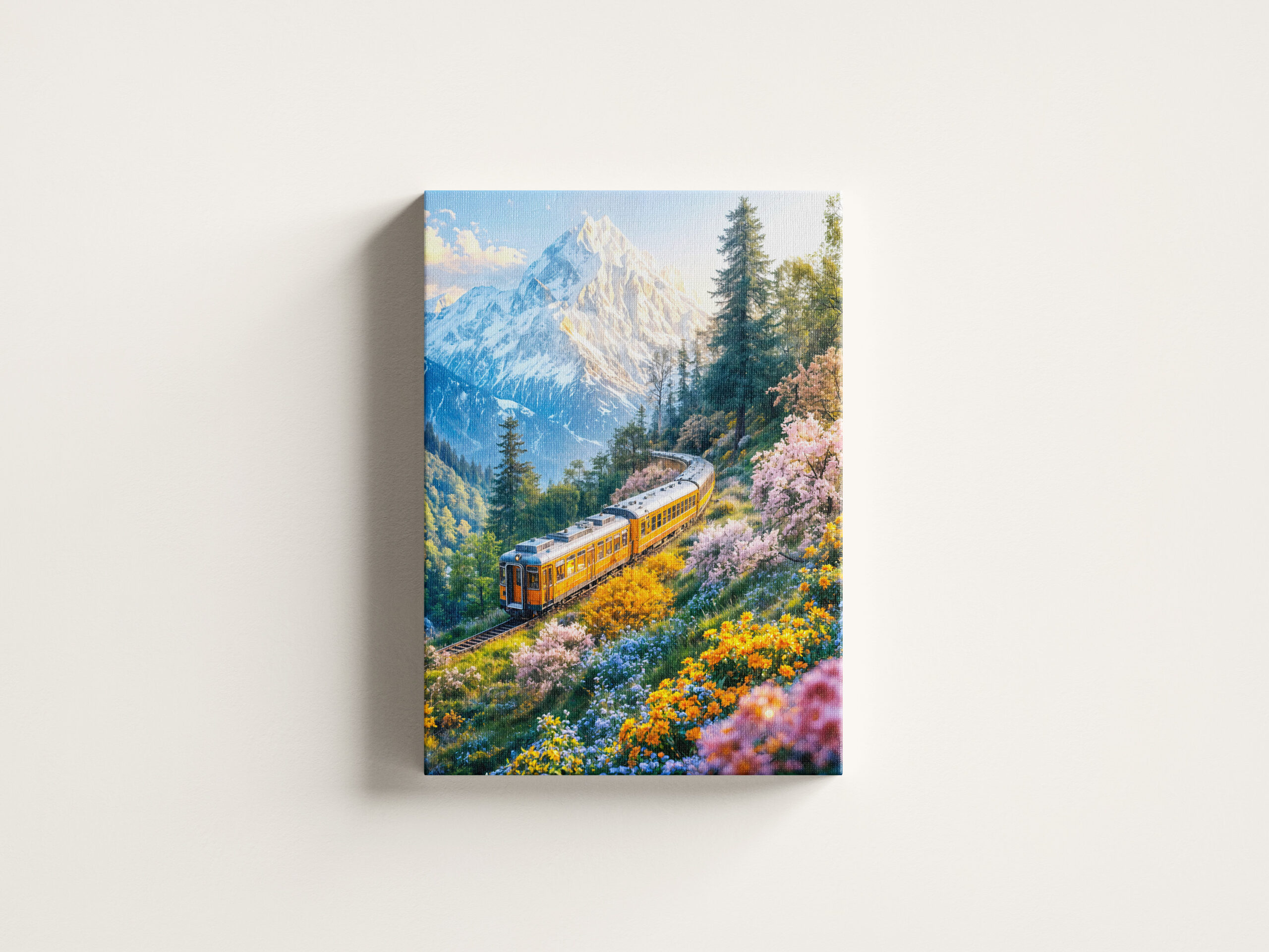 raxxa Canva: Miniature train in blooming alpine spring - immagine 3