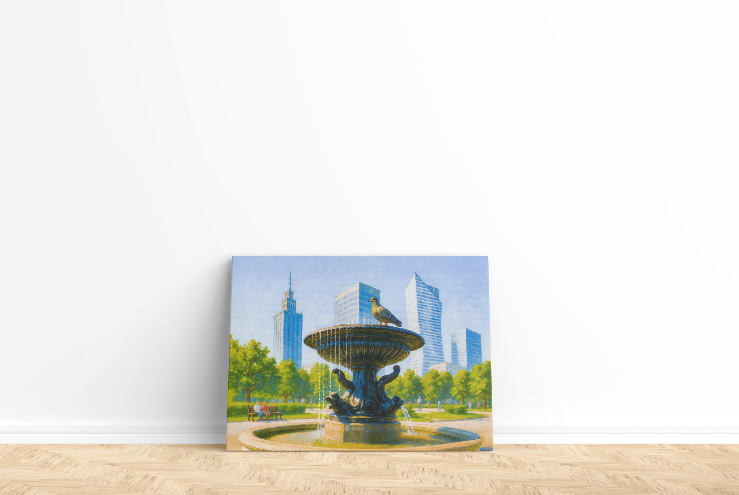 raxxa Canva: Fountain in central Warsaw detailed oil painting – Bild 2