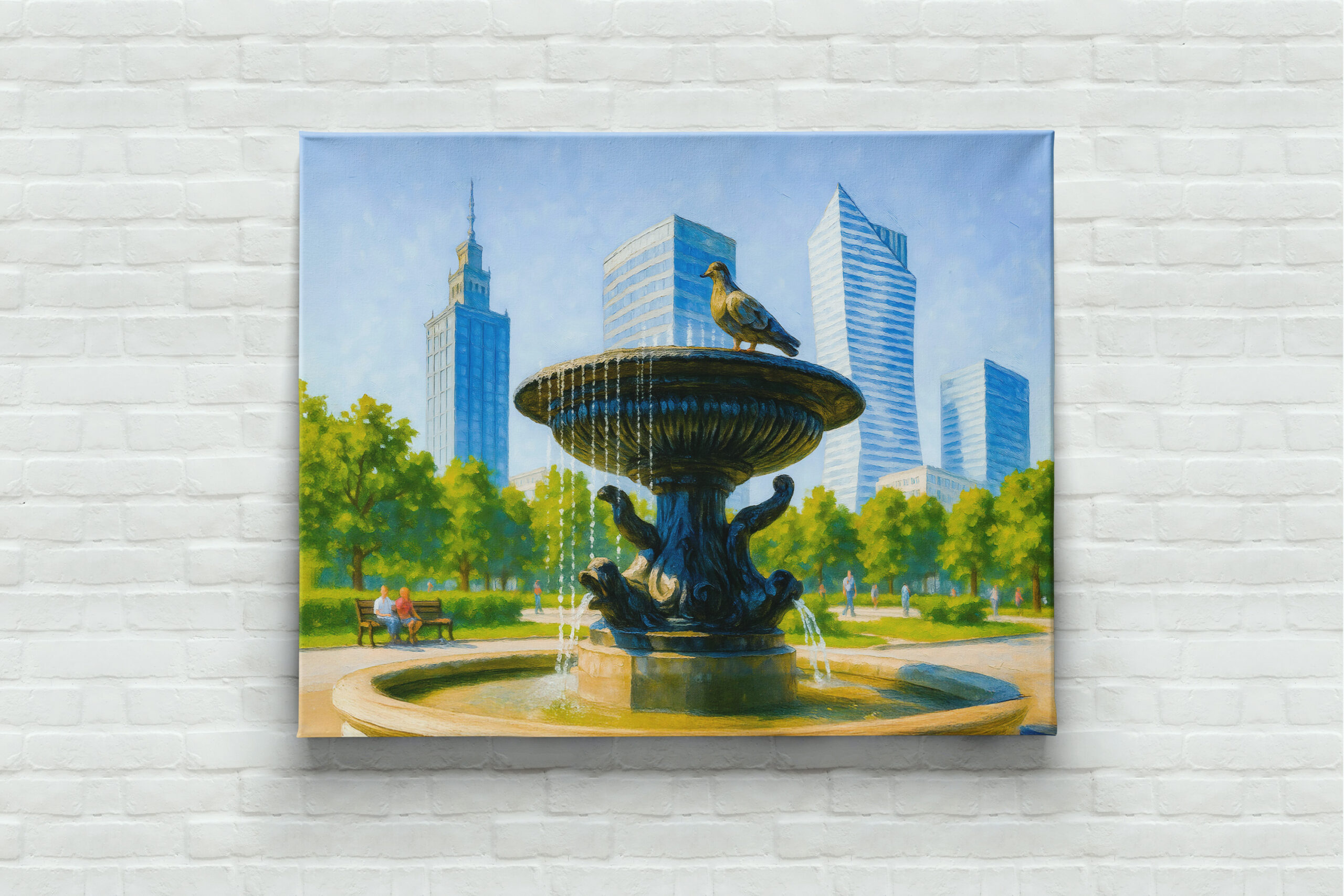 raxxa Canva: Fountain in central Warsaw detailed oil painting – Bild 3