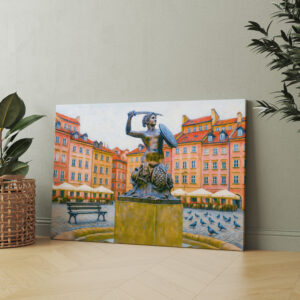 raxxa Canva: Syrenka fountain Warsaw oil painting