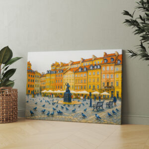 raxxa Canva: Warsaw oil painting Old Town with Syrenka