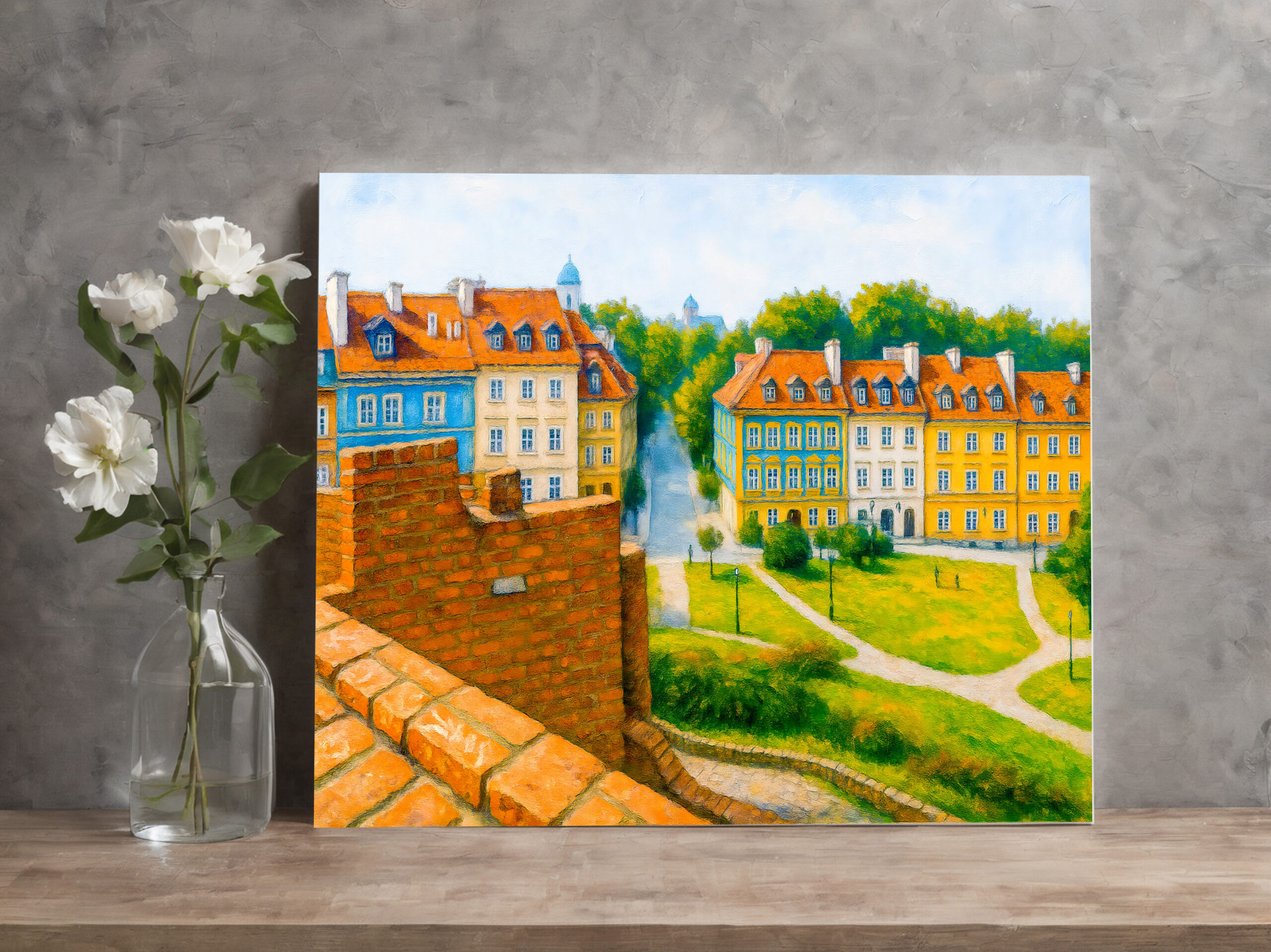 raxxa Canva: Warsaw oil painting View from city wall