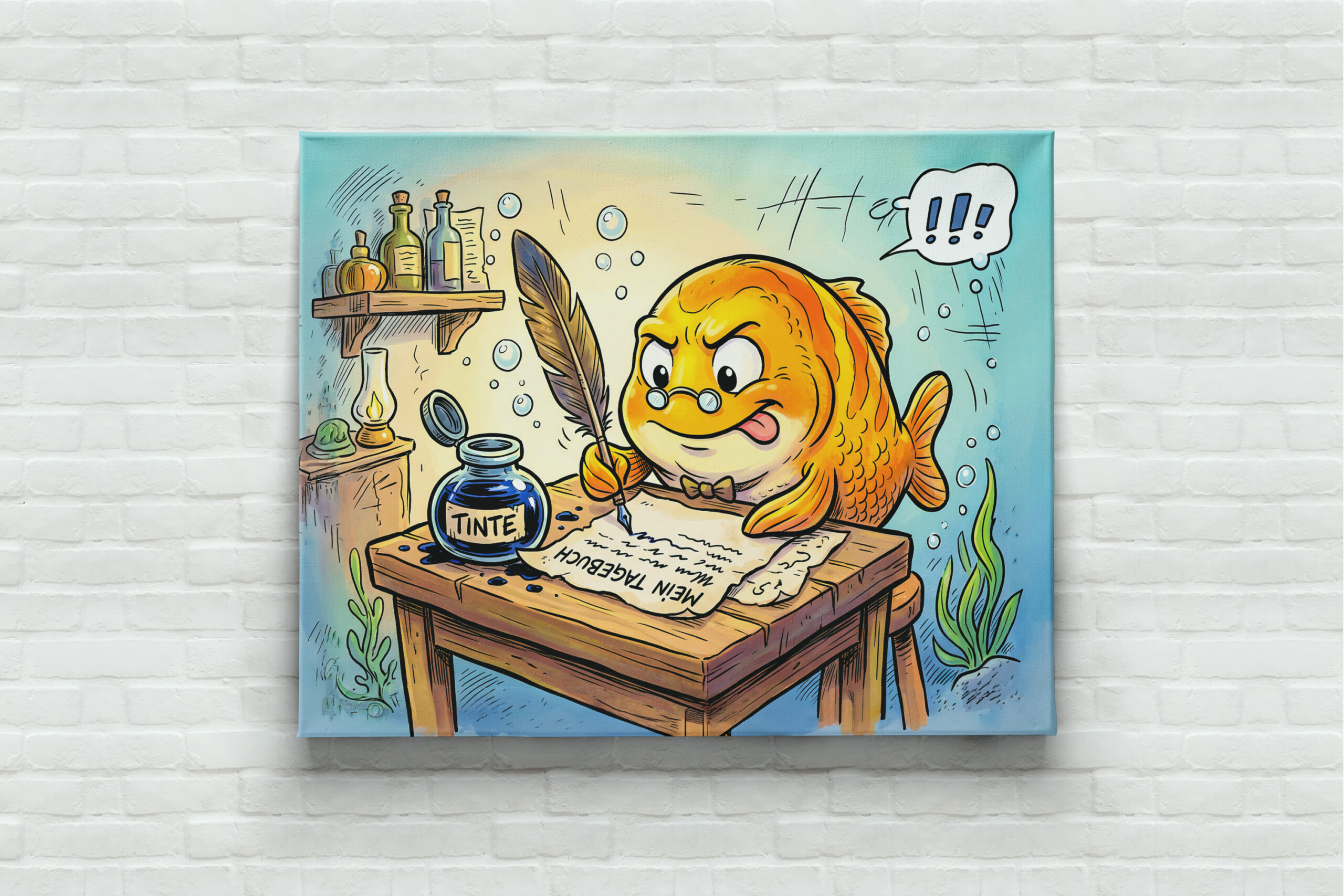 raxxa Canva: Fish with Ink Bottle on Wooden Table - Image 3