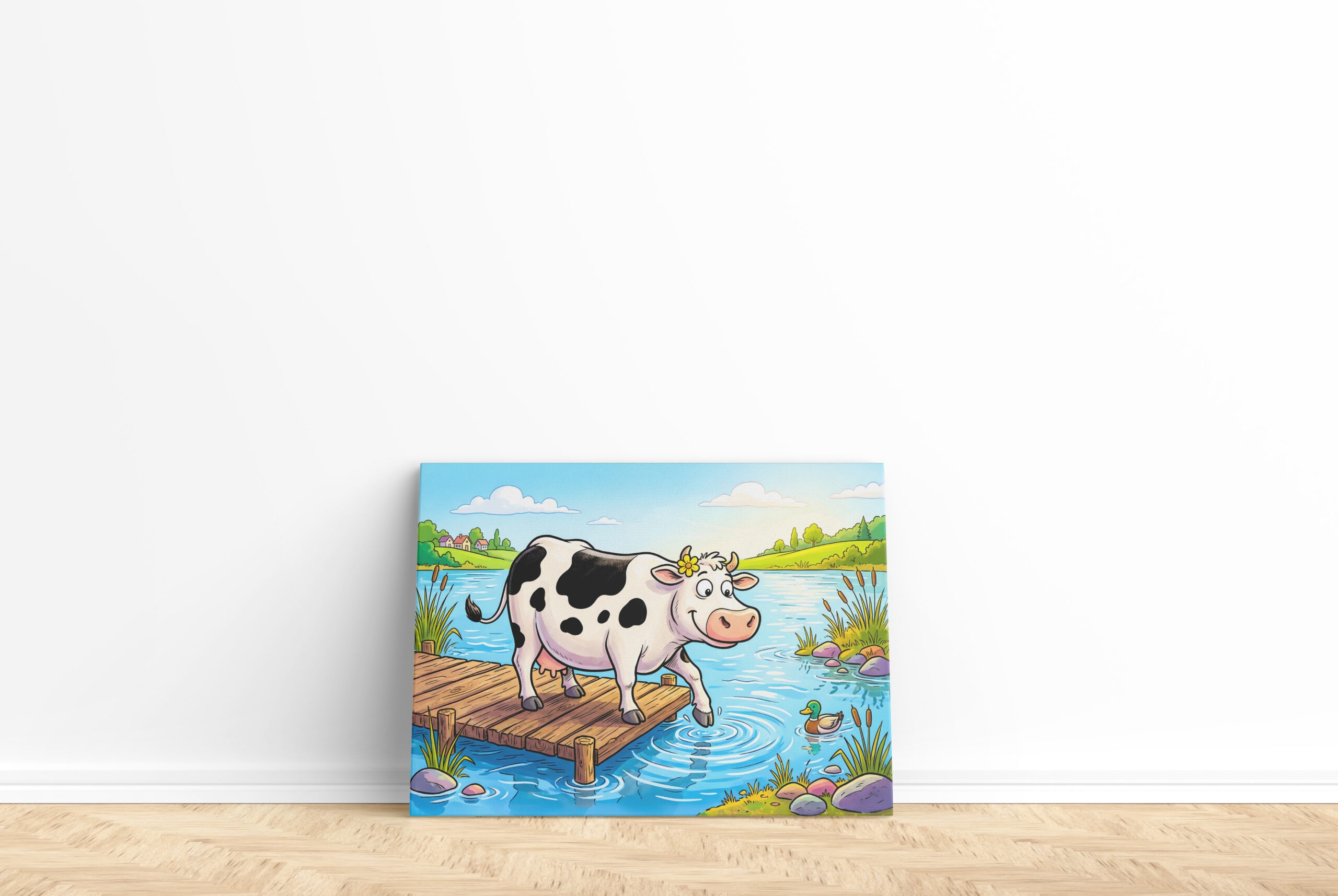 raxxa Canva: Cow Standing Beside a Lake in Peaceful Landscape – Image 2