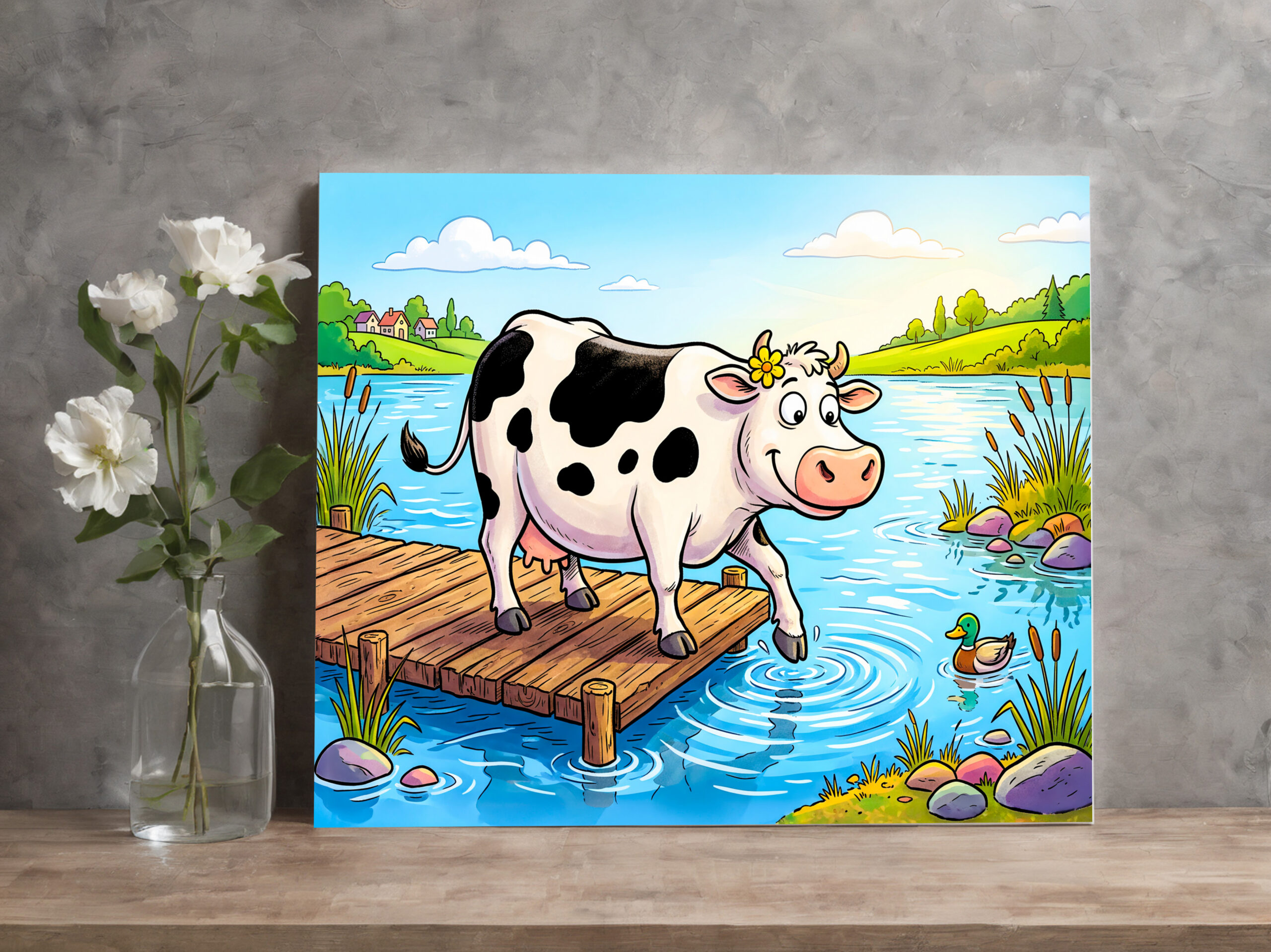 raxxa Canva: Cow Standing Beside a Lake in Peaceful Landscape – Image 3