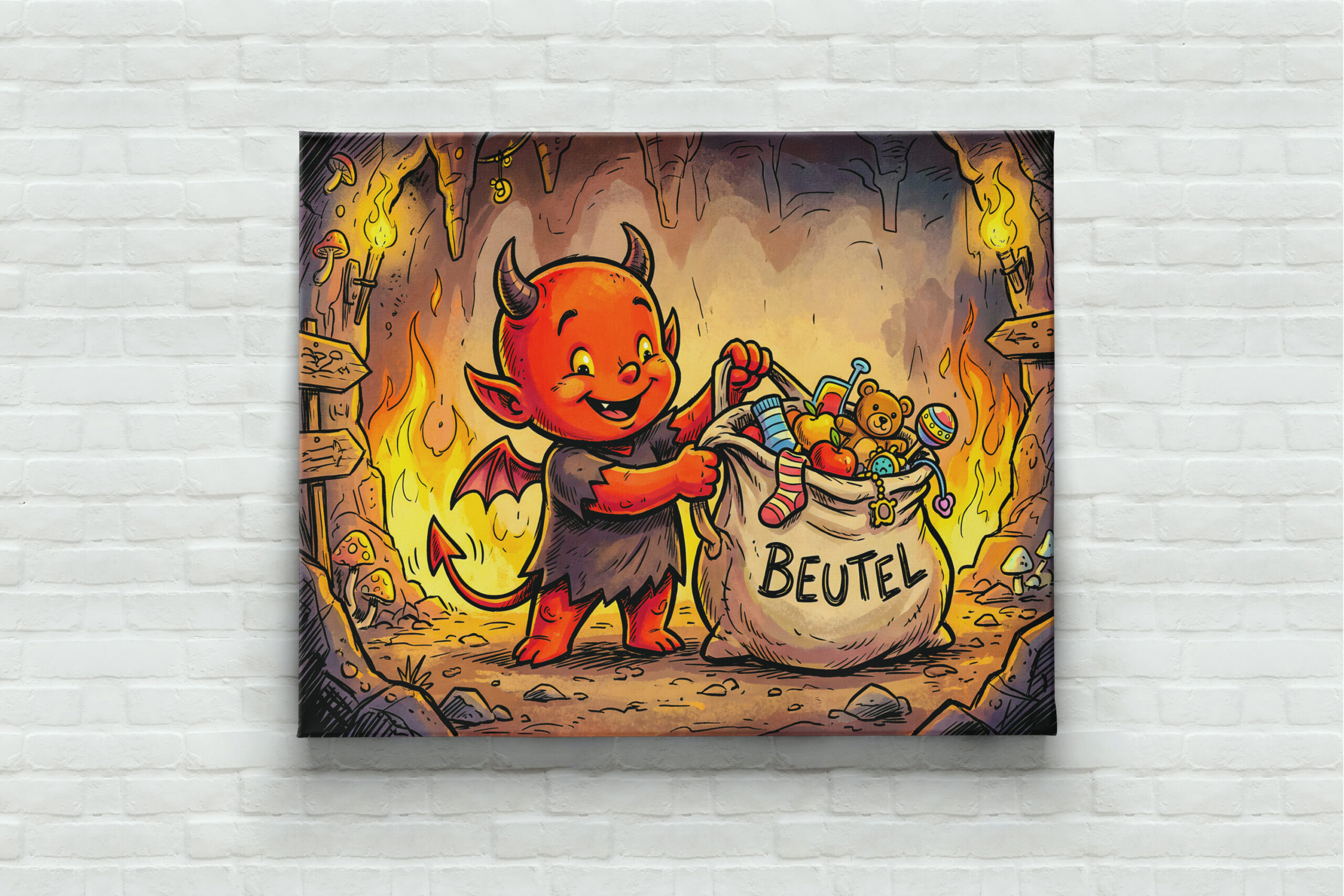 raxxa Canva: Little Devil Carrying a Large Bag in Fiery Cave – Bild 3