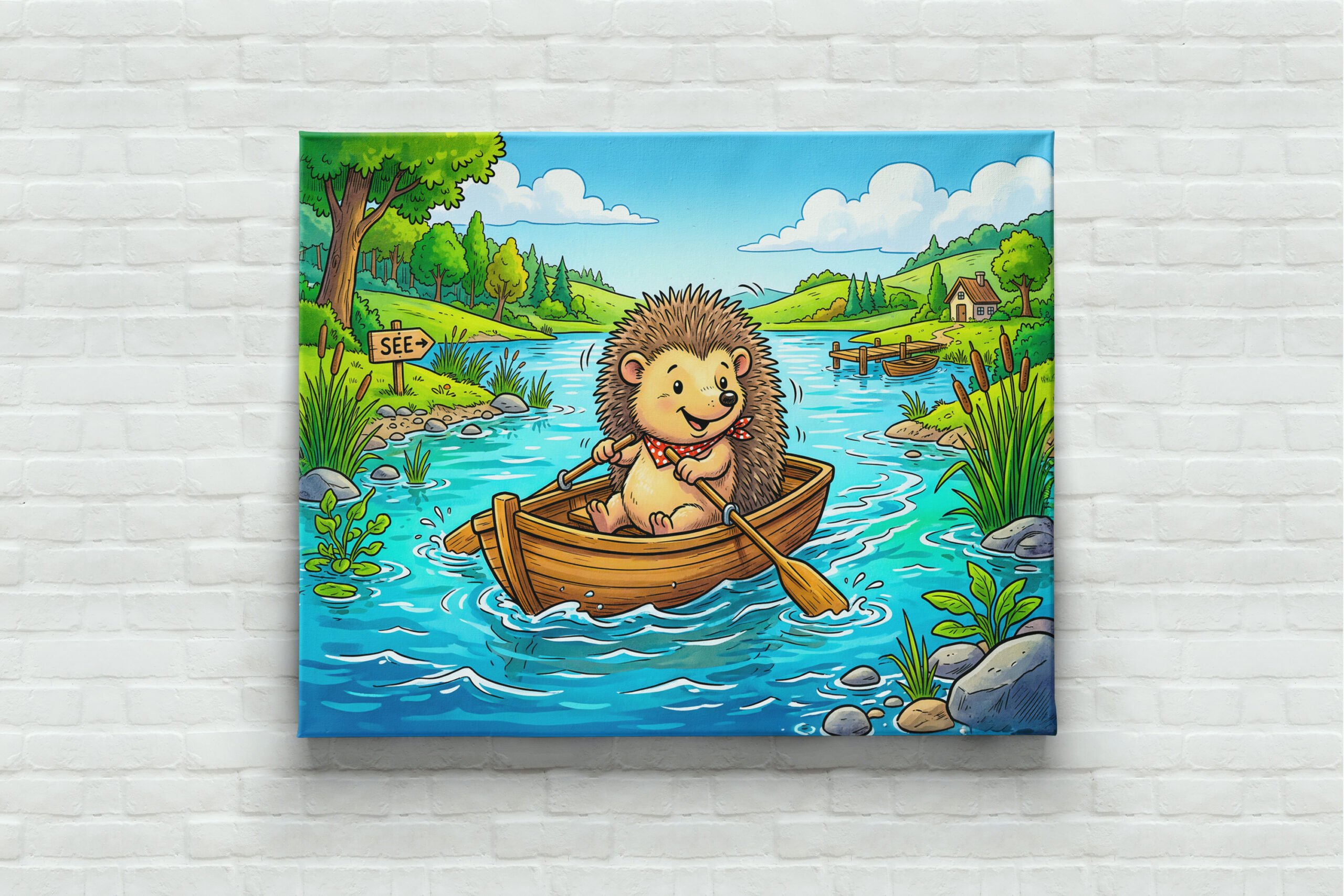 raxxa Canva: Hedgehog Rowing a Small Boat on a Calm Lake – Bild 2