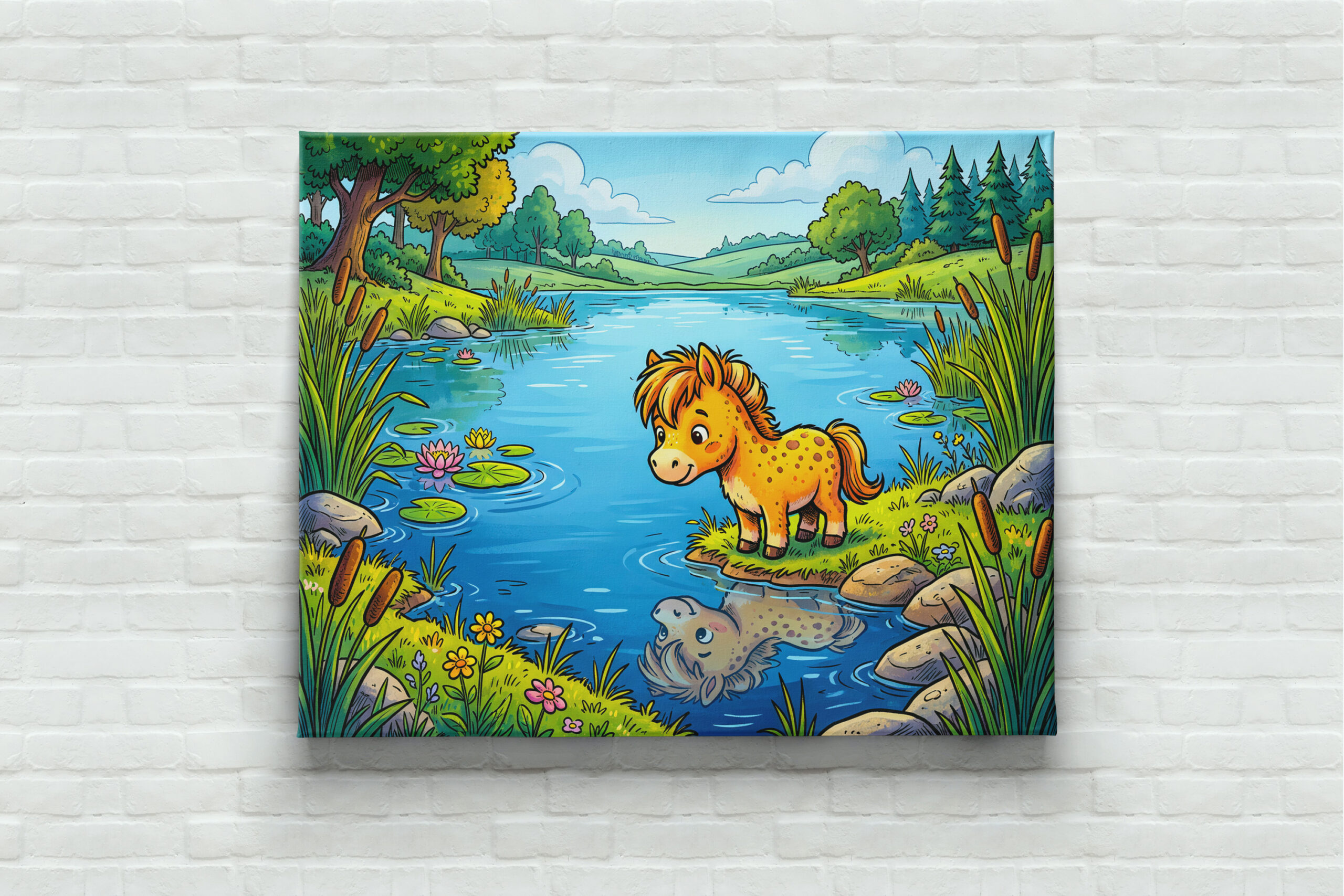 raxxa Canva: Small Pony Standing Beside a Lake in Peaceful Nature – Bild 3
