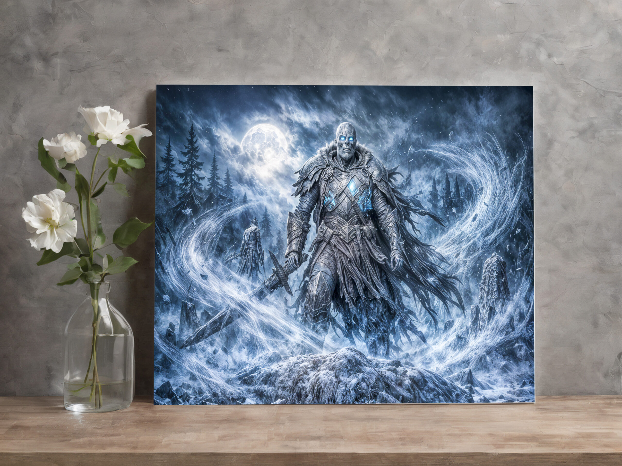 raxxa Canva: Dynamic Undead Warrior in Dark Fantasy Atmosphere - Imagen 2